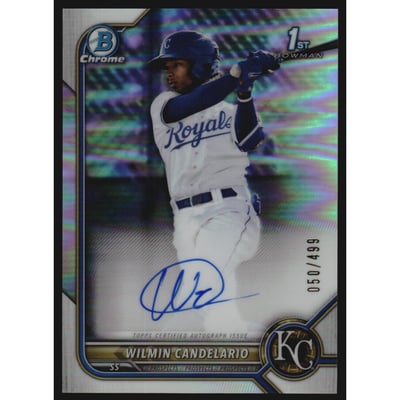 2022 Bowman Chrome Prospect Autographs Refractors #CPAWC Wilmin Candelario