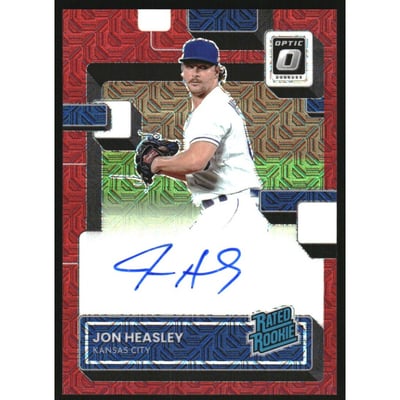 2022 Donruss Optic Rated Rookies Signatures Red Mojo #35 Jon Heasley/99