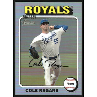 2024 Topps Heritage Chrome Silver Refractors #120 Cole Ragans HN/225
