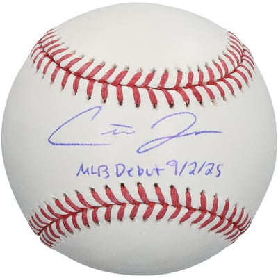 Carter Jensen Kansas City Royals Autographed Fanatics Authentic Baseball with "MLB Debut 9/2/25" Inscription 