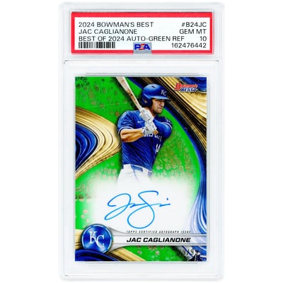 Jac Caglianone Kansas City Royals Autographed 2024 Bowman's Best of '24 Green Refractor #B24-JC #19/99 PSA Authenticated 10 Card