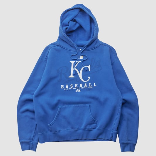 Kansas City Royals Majestic 2000s Hooded Pullover Sweatshirt - Blue - XS by Fanatics Real Vintage