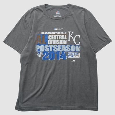 Kansas City Royals Majestic 2014 T-shirt - Dark Heather Gray - M by Fanatics Real Vintage