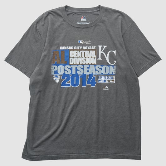 Kansas City Royals Majestic 2014 T-shirt - Dark Heather Gray - M by Fanatics Real Vintage