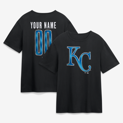 Kansas City Royals Big & Tall Forged Mascot Personalized Name & Number T-Shirt - Black