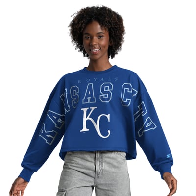  Kansas City Royals Starter Women's Bleachers II Cropped Crew Sweatshirt - Royal