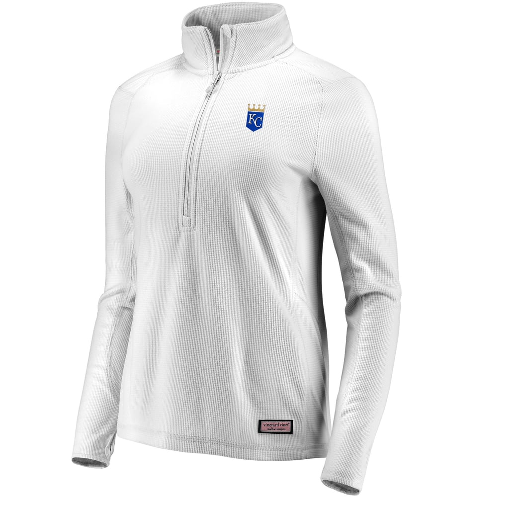 Kansas City Royals Vineyard Vines Women's Performance Grid Half-Zip Pullover Top - Gray