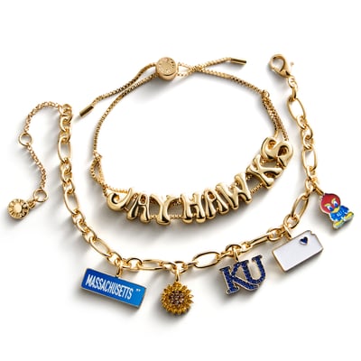 Kansas Jayhawks BaubleBar Two-Piece Delicate Charm & Slogan Bracelet Set