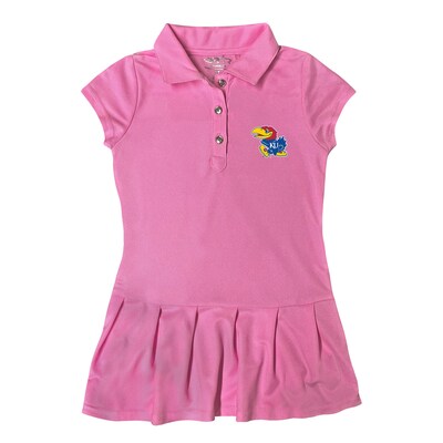  Kansas Jayhawks Garb Girls Toddler Caroline Cap Sleeve Polo Dress - Pink