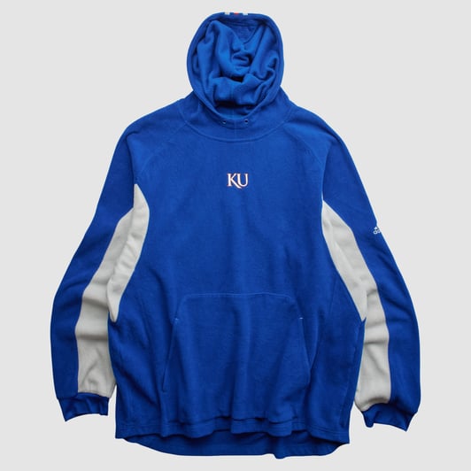 Kansas Jayhawks Adidas 2000s Hooded Pullover Sweatshirt - Blue - L by Fanatics Real Vintage