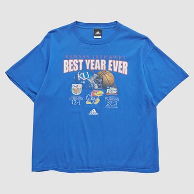 Kansas Jayhawks Adidas 2008 T-shirt - Blue - XL by Fanatics Real Vintage