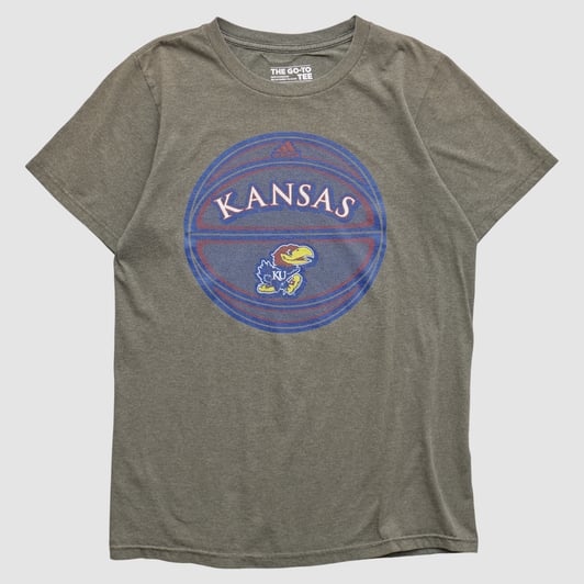 Kansas Jayhawks Adidas 2010s T-shirt - Dark Heather Gray - S by Fanatics Real Vintage