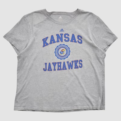 Kansas Jayhawks Adidas 2010s T-shirt - Heather Gray - M by Fanatics Real Vintage