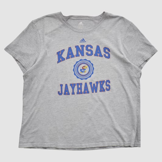 Kansas Jayhawks Adidas 2010s T-shirt - Heather Gray - M by Fanatics Real Vintage
