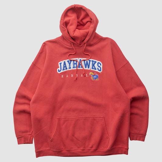 Kansas Jayhawks Alstyle 2000s Hooded Pullover Sweatshirt - Red - L by Fanatics Real Vintage