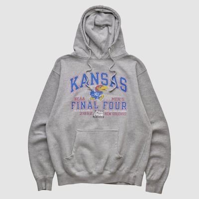 Kansas Jayhawks Blue 84 2012 Hooded Pullover Sweatshirt - Heather Gray - XS by Fanatics Real Vintage