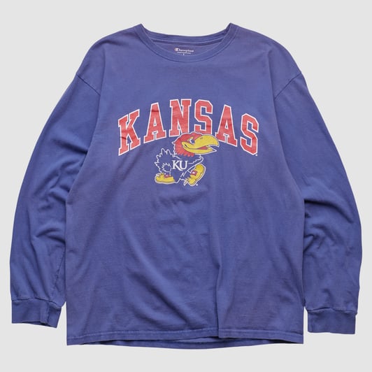 Kansas Jayhawks Champion 2010s Long Sleeve T-shirt - Blue - M by Fanatics Real Vintage