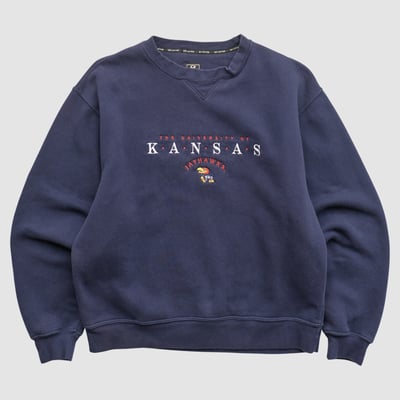 Kansas Jayhawks Gear For Sports 2000s Pullover Sweatshirt - Navy - M by Fanatics Real Vintage