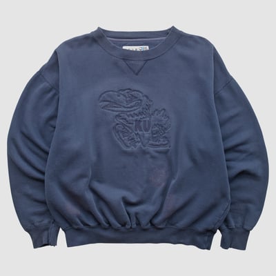 Kansas Jayhawks Gear For Sports 90s Pullover Sweatshirt - Navy - S by Fanatics Real Vintage