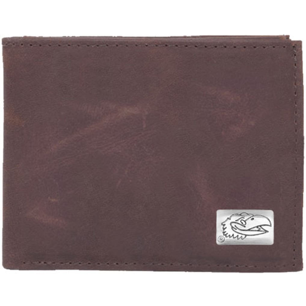 Kansas Jayhawks Leather Billfold with Concho - Brown