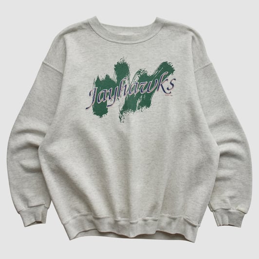 Kansas Jayhawks Lee Apparel 1994 Pullover Sweatshirt - Heather Gray - L by Fanatics Real Vintage