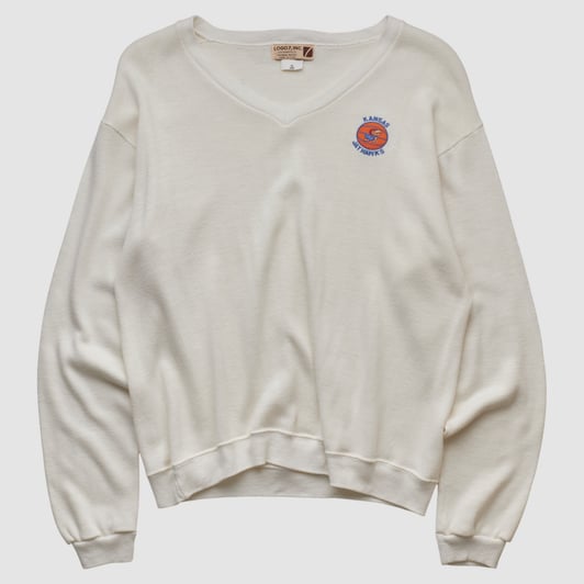 Kansas Jayhawks Logo 7 80s Pullover Sweatshirt - White - M by Fanatics Real Vintage