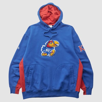 Kansas Jayhawks Majestic 2000s Hooded Pullover Sweatshirt - Blue - L by Fanatics Real Vintage