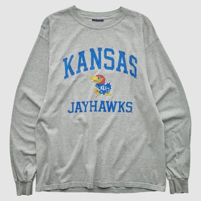 Kansas Jayhawks MV Sport 2000s Long Sleeve T-shirt - Heather Gray - M by Fanatics Real Vintage
