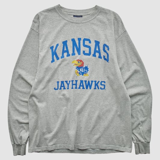 Kansas Jayhawks MV Sport 2000s Long Sleeve T-shirt - Heather Gray - M by Fanatics Real Vintage