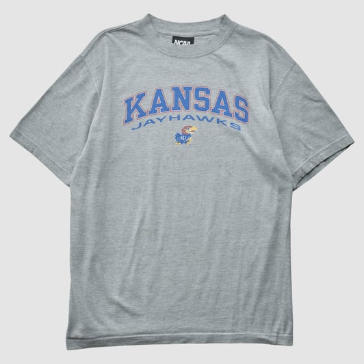 Kansas Jayhawks NCAA 2000s T-shirt - Heather Gray - L by Fanatics Real Vintage