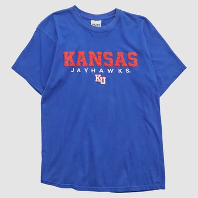 Kansas Jayhawks Old Varsity Brand 2000s T-shirt - Blue - XS by Fanatics Real Vintage