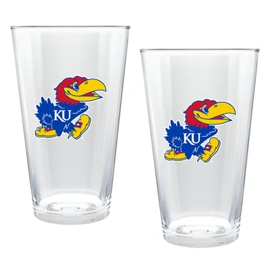 Kansas Jayhawks Two-Piece 16oz. Double Play Pint Glass Set