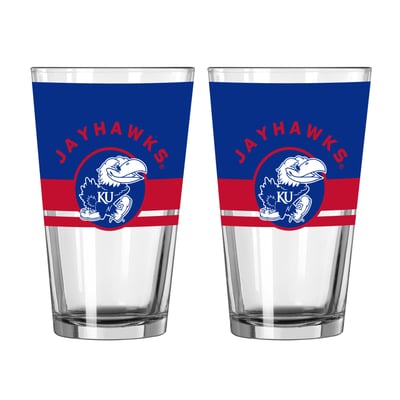 Kansas Jayhawks Logo Brands Two-Piece 16oz. Horizon Pint Glass Set