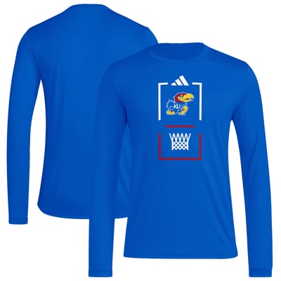  Kansas Jayhawks adidas On-Court Pregame Long Sleeve AEROREADY T-Shirt - Royal