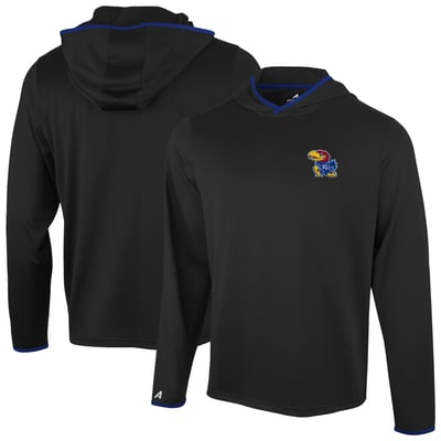  Kansas Jayhawks Antigua Brink Color Pop Long Sleeve Hoodie T-Shirt - Black