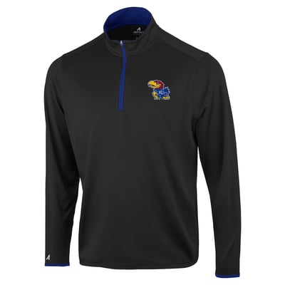  Kansas Jayhawks Antigua Brink Color Pop Quarter-Zip Pullover - Black