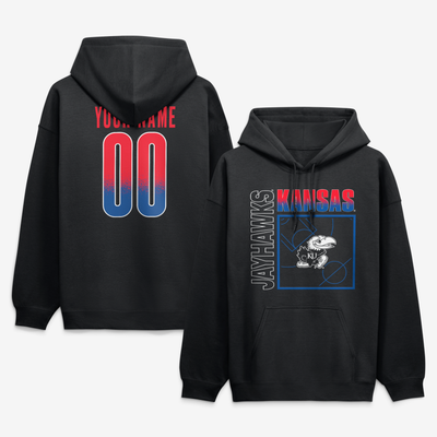 Kansas Jayhawks  Home Court Pop Personalized Any Name & Number Hoodie - Black
