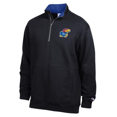  Kansas Jayhawks Champion Fleece Quarter-Zip Pullover - Black