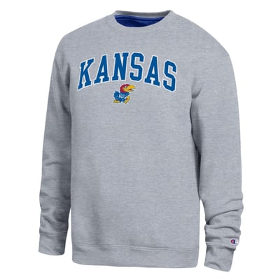  Kansas Jayhawks Champion Arch Sweatshirt - Heather Gray