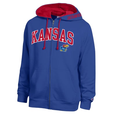Kansas Jayhawks Champion Arch Logo Full-Zip Fleece Hoodie - Royal
