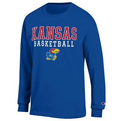 Kansas Jayhawks Champion Basketball Stack Long Sleeve T-Shirt - Royal