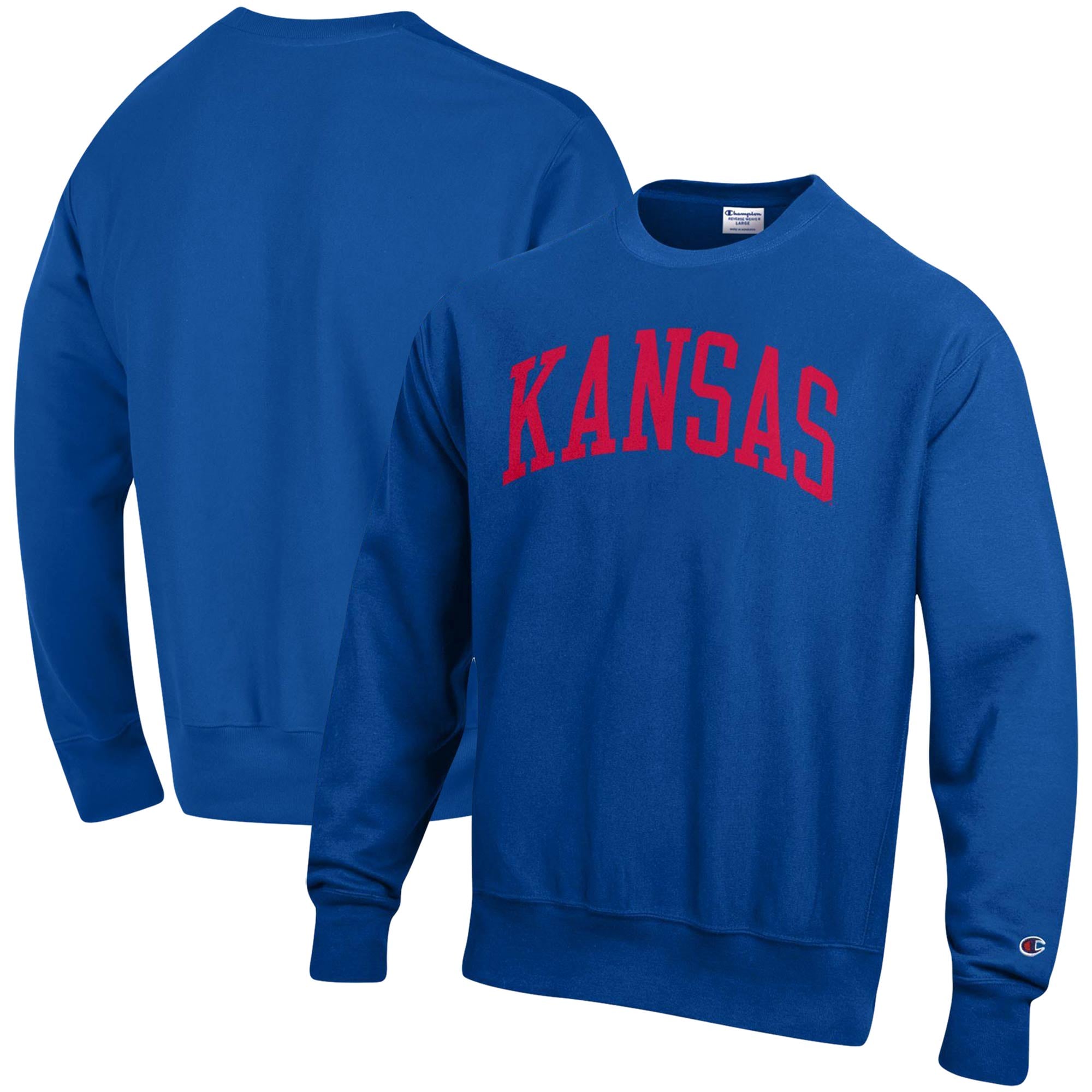 Champion Kansas Jayhawks Royal Relaxed Fit Arch Reverse Weave Pullover ...