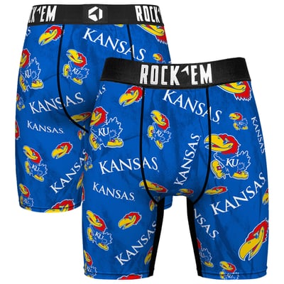  Kansas Jayhawks Rock Em All Over Logo Boxer Briefs - Royal
