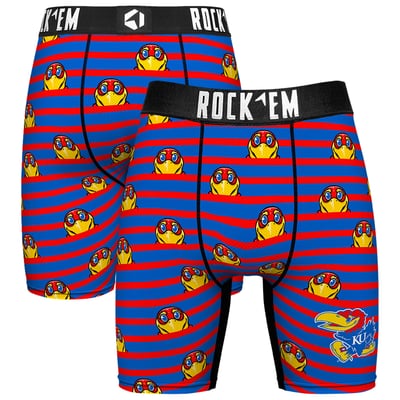  Kansas Jayhawks Rock Em Mascot Stripes Boxer Briefs - Royal
