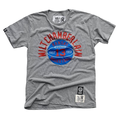 Roots of Fight x Kansas Jayhawks x Wilt Chamberlin Tri-Blend T-Shirt - Gray