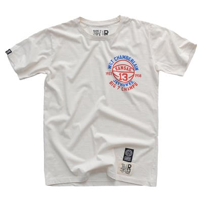 Roots of Fight x Kansas Jayhawks x Wilt Chamberlin Big 7 Champs T-Shirt - White