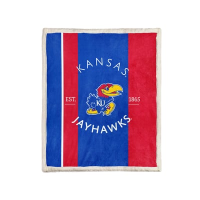 Kansas Jayhawks Pegasus Block Stripe 50" x 60" Ultra Cozy Sherpa Blanket