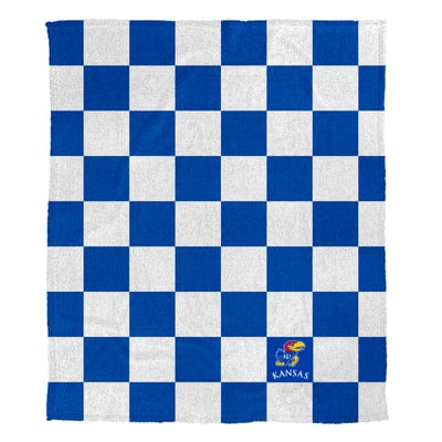 Kansas Jayhawks Pegasus Checkered Logo Patch 50" x 60" Cozy Knit Blanket