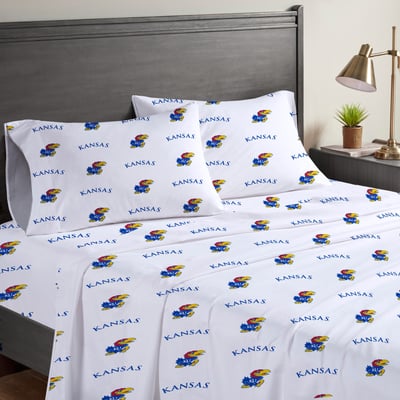 Kansas Jayhawks Pegasus Four-Piece Queen Sheet Set
