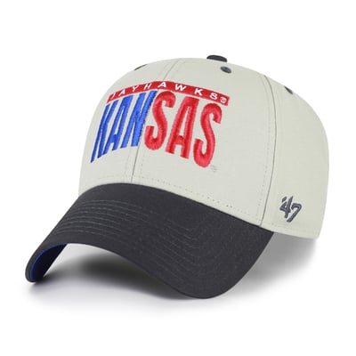 Kansas Jayhawks '47 Unisex Half Block Text MVP Adjustable Hat - Gray/Black